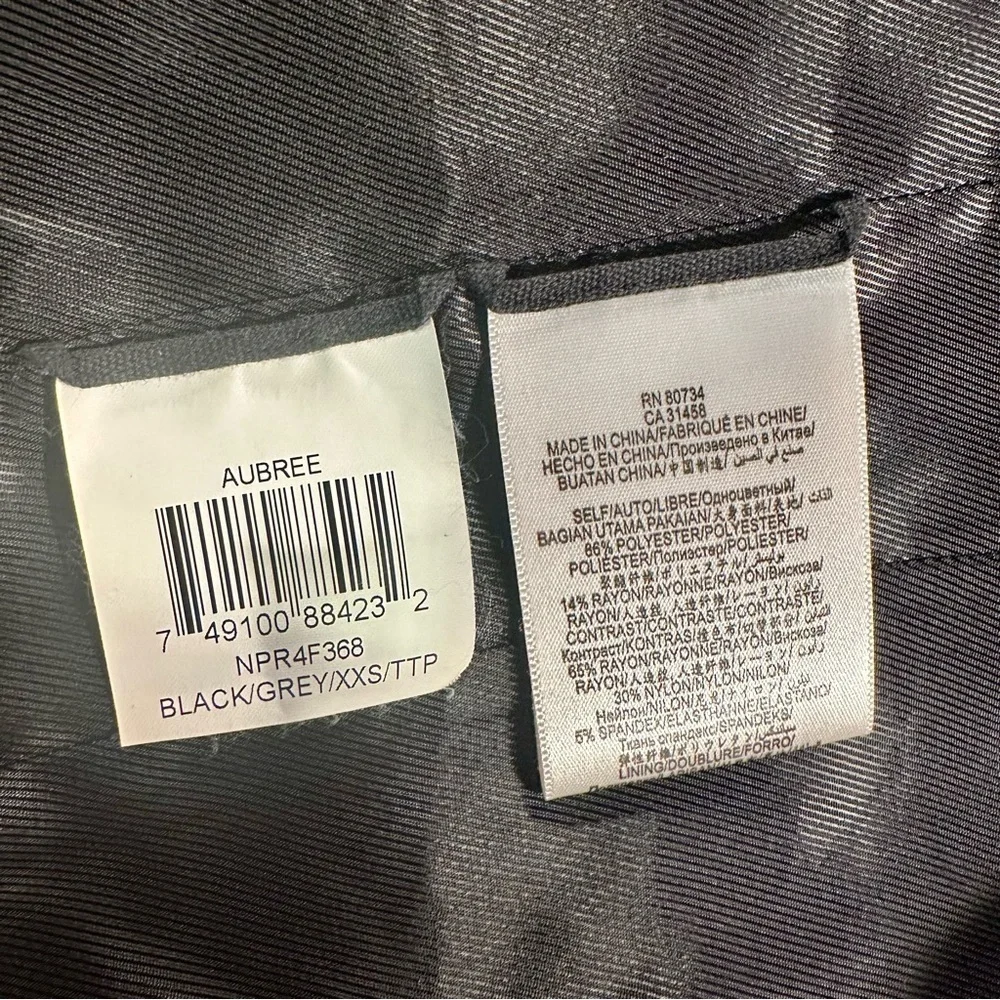 NWOT BCBGMaxAzria ‘Aubree’ Tweed Draped Front Jacket in Black & Gray Stripe XXS